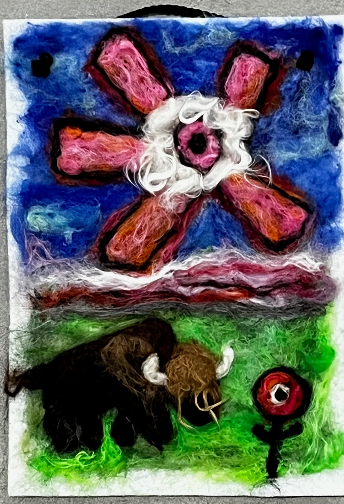 Hanging 5x7 Color Felted Portraits | Suri Alpaca Fiber