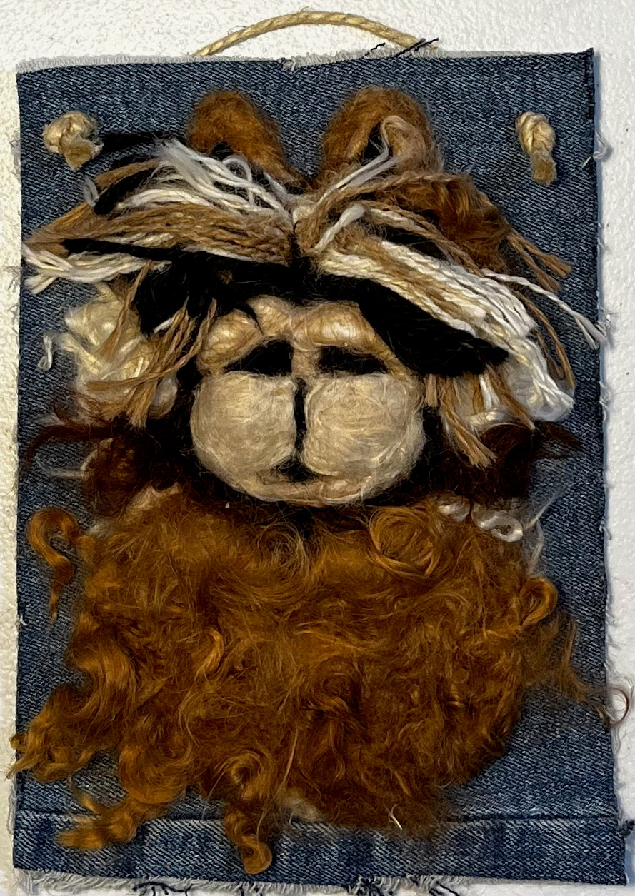 Hanging 5x7 Felted Portraits - Suri Alpaca w/Bangs | Suri Alpaca Fiber