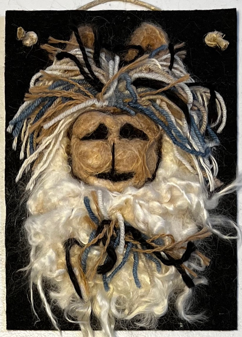 Hanging 5x7 Felted Portraits - Suri Alpaca w/Bangs | Suri Alpaca Fiber