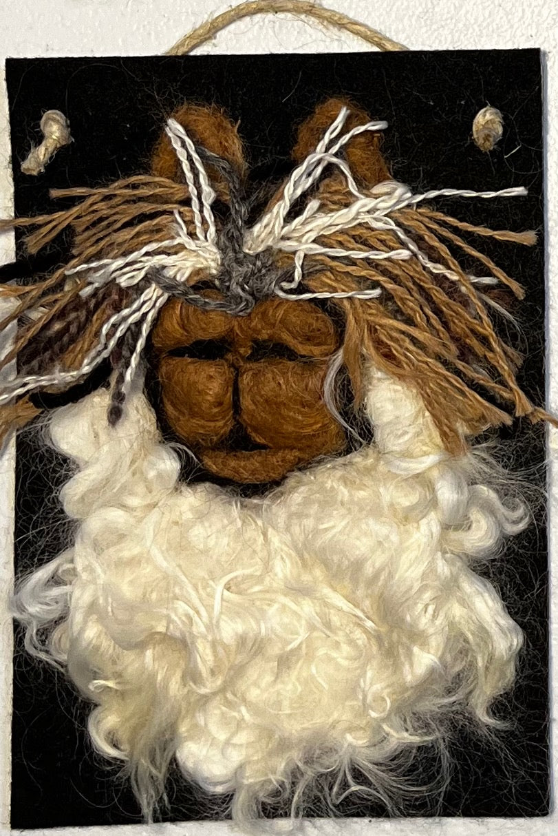 Hanging 5x7 Felted Portraits - Suri Alpaca w/Bangs | Suri Alpaca Fiber
