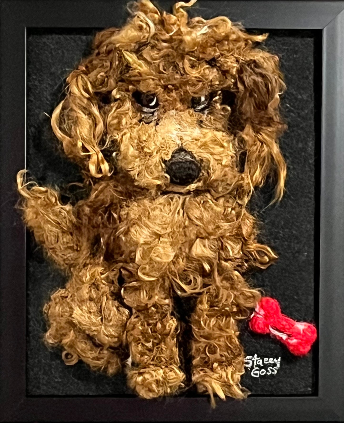 FP120 Felted Dog Portrait (9x11) Fawn | Suri Alpaca Fiber Art