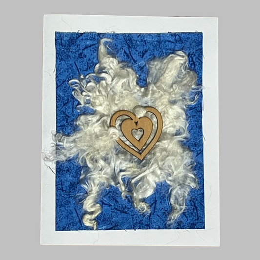 Felted GREETING Card w/Wood Heart | Suri Alpaca Fiber