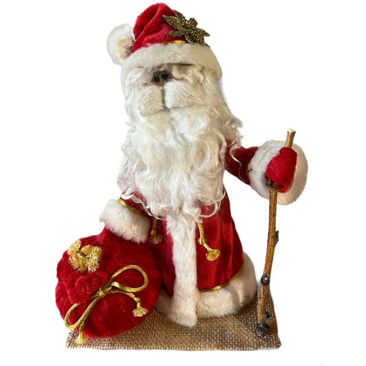 Standing Santa w/Bag and Alpaca Fiber Beard | Suri Alpaca Fiber Keepsake