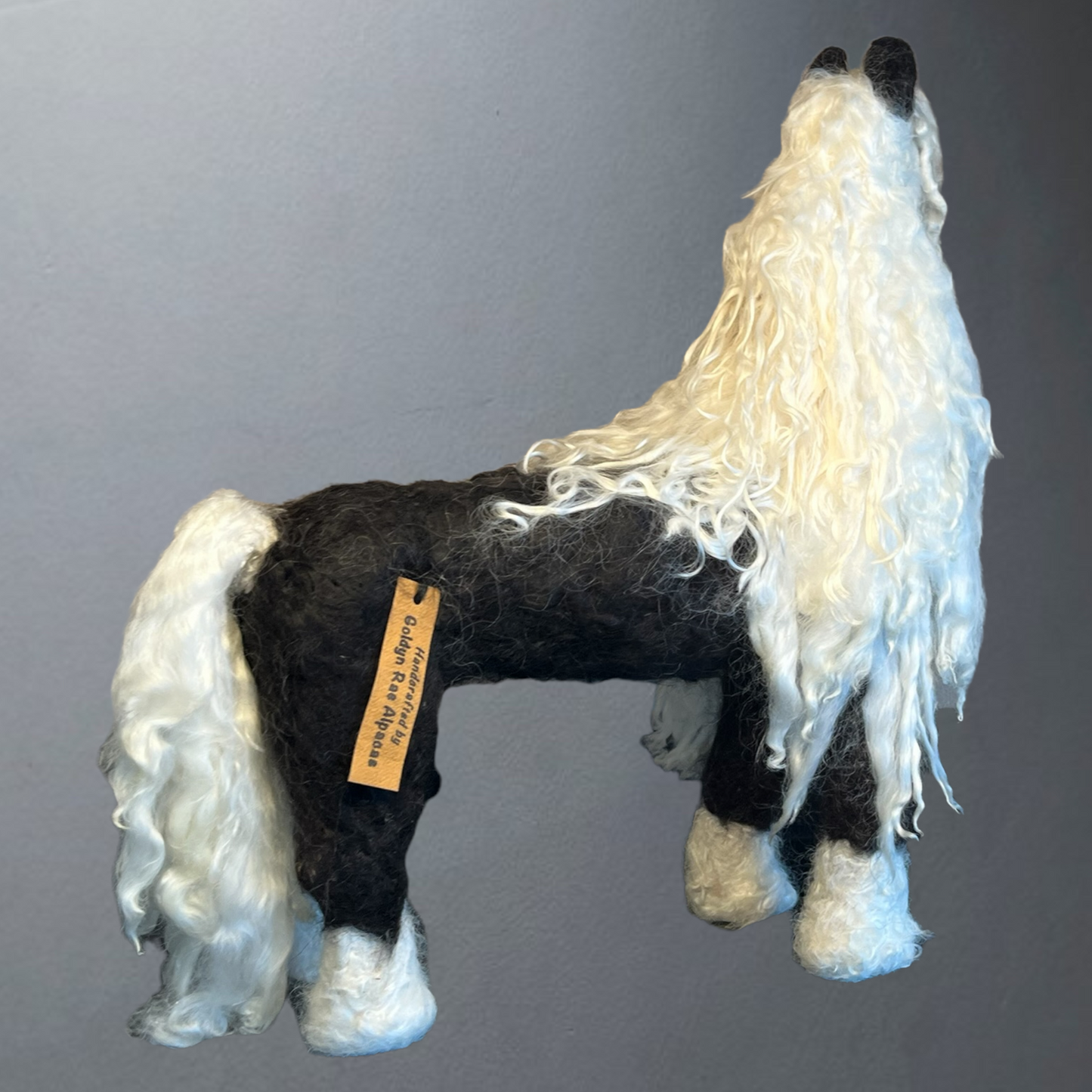 Needle Felted Horse Black | Suri Alpaca Fiber Keepsake