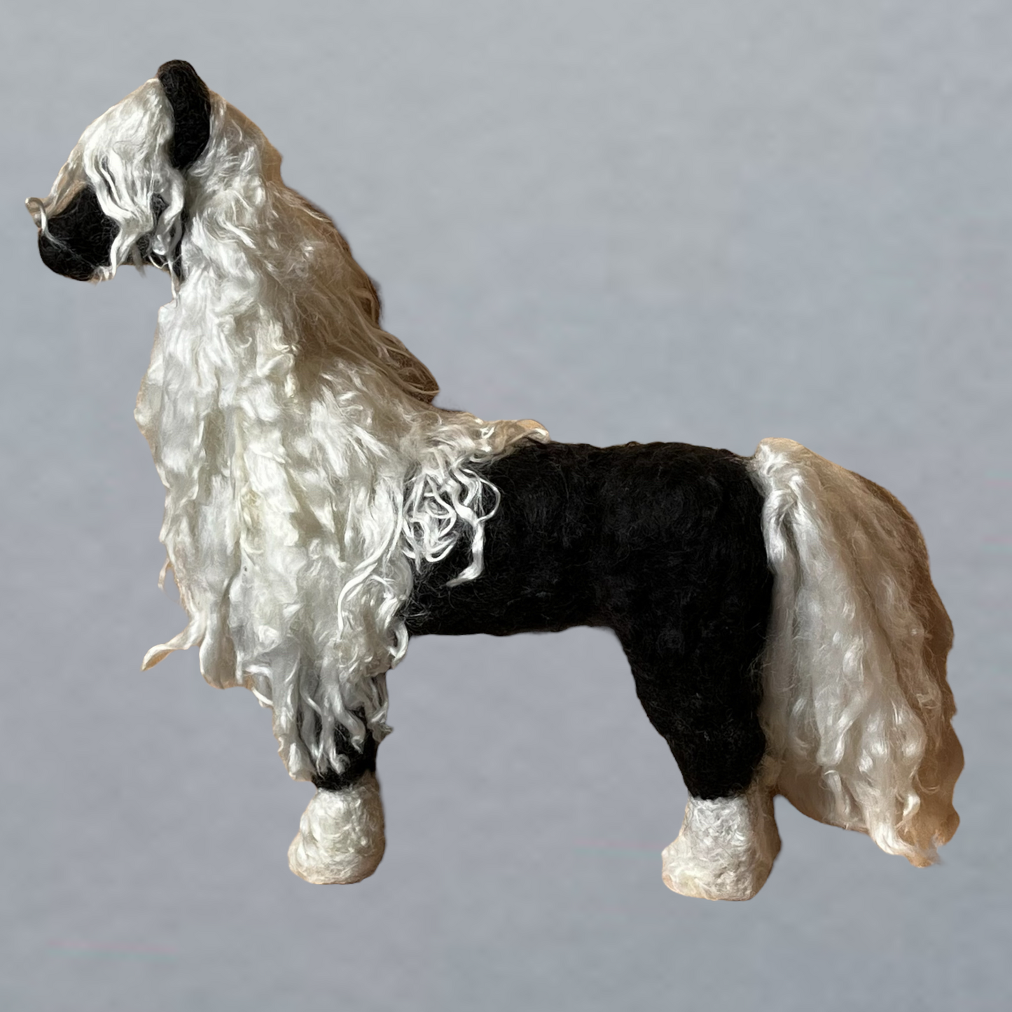 Needle Felted Horse Black | Suri Alpaca Fiber Keepsake