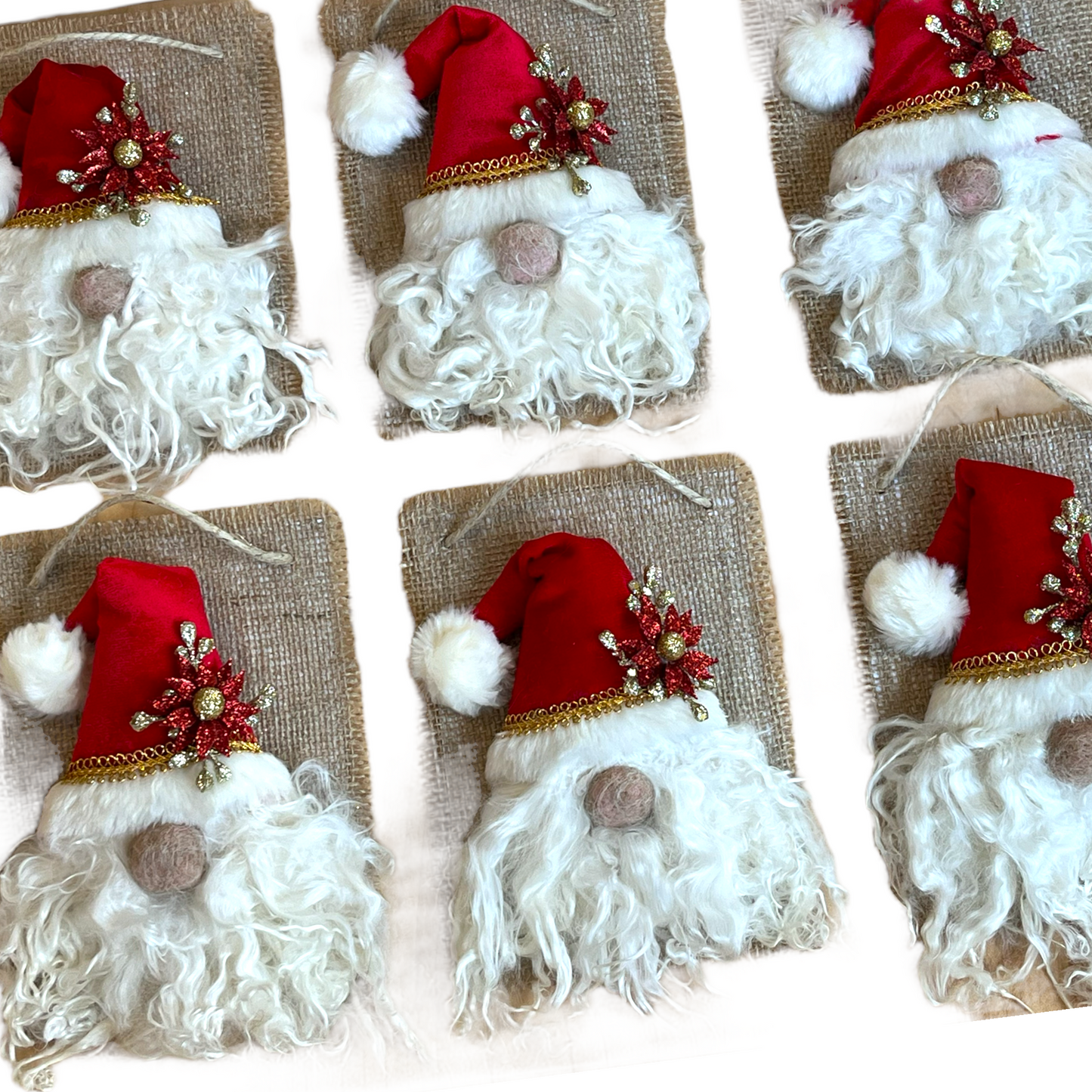 Hanging Santa Gnome w/Alpaca Beard | Suri Alpaca Fiber Keepsake