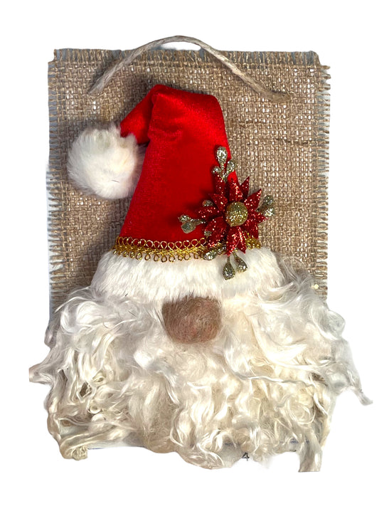Hanging Santa Gnome w/Alpaca Beard | Suri Alpaca Fiber Keepsake