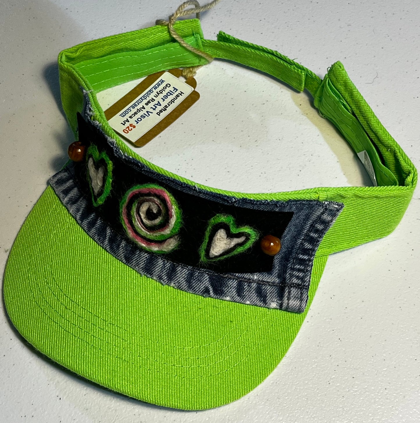 Felted Fiber Art Visor | Suri Alpaca Fiber