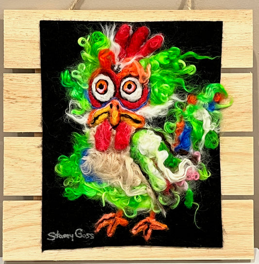 WS Felted Crazy Color Chicken | Suri Alpaca Fiber Art