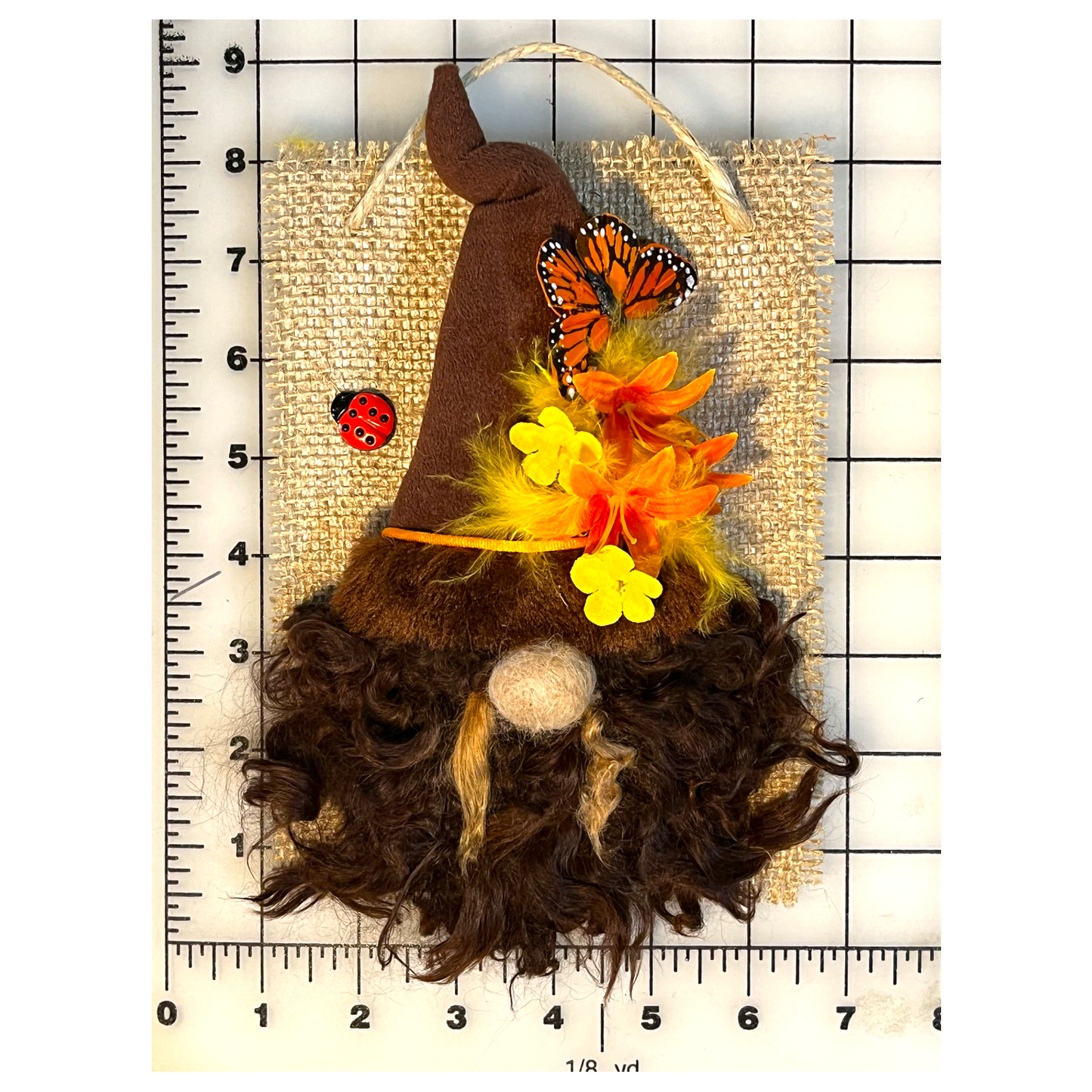 Hanging Gnome w/Alpaca Fiber Beard | Suri Alpaca Fiber Keepsake