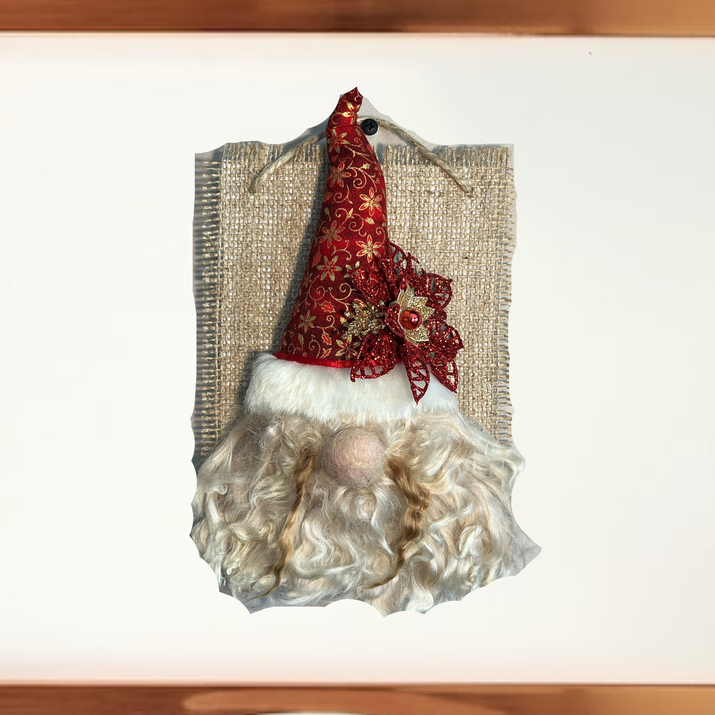 Hanging Santa Gnome w/Alpaca Beard | Suri Alpaca Fiber Keepsake