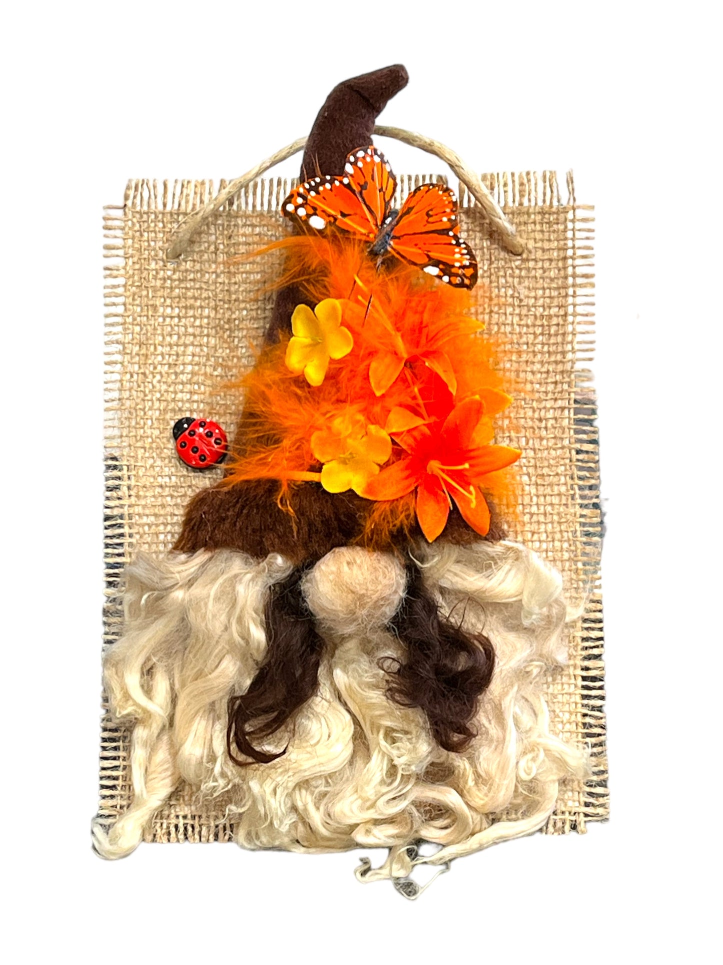 Hanging Gnome w/Alpaca Fiber Beard | Suri Alpaca Fiber Keepsake